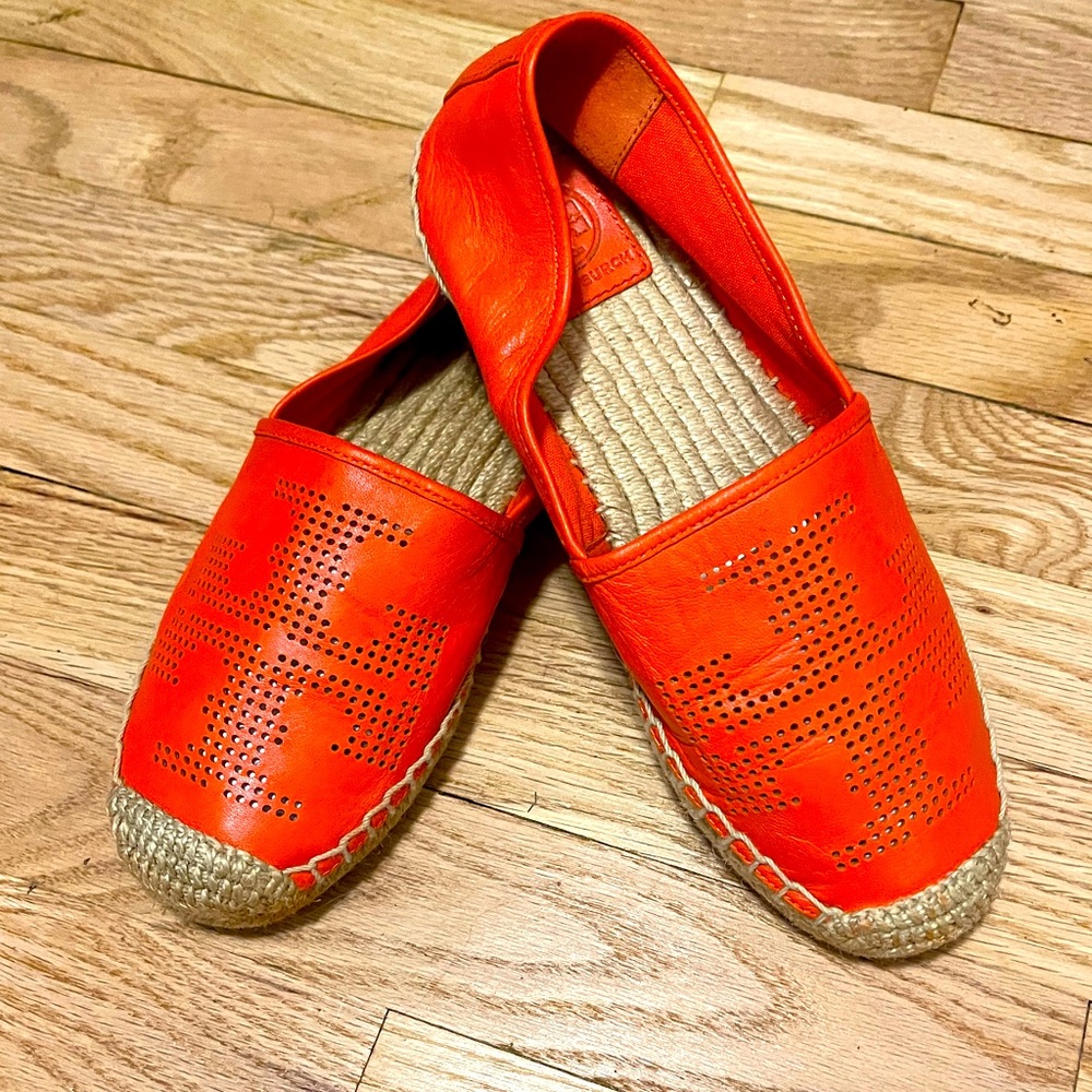Tory Burch Perforated Logo Flat Espadrilles